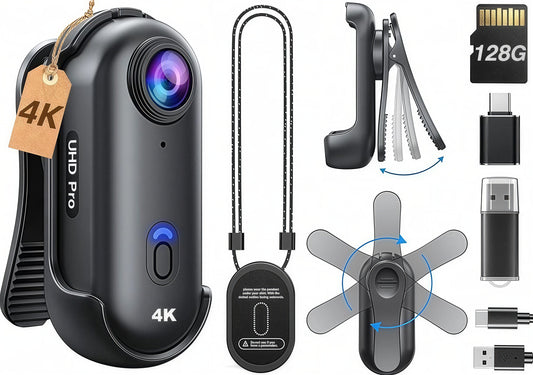 Mini Body Camera - #2025 Upgraded 4K Body Camera (Free 128 GB SD Card)