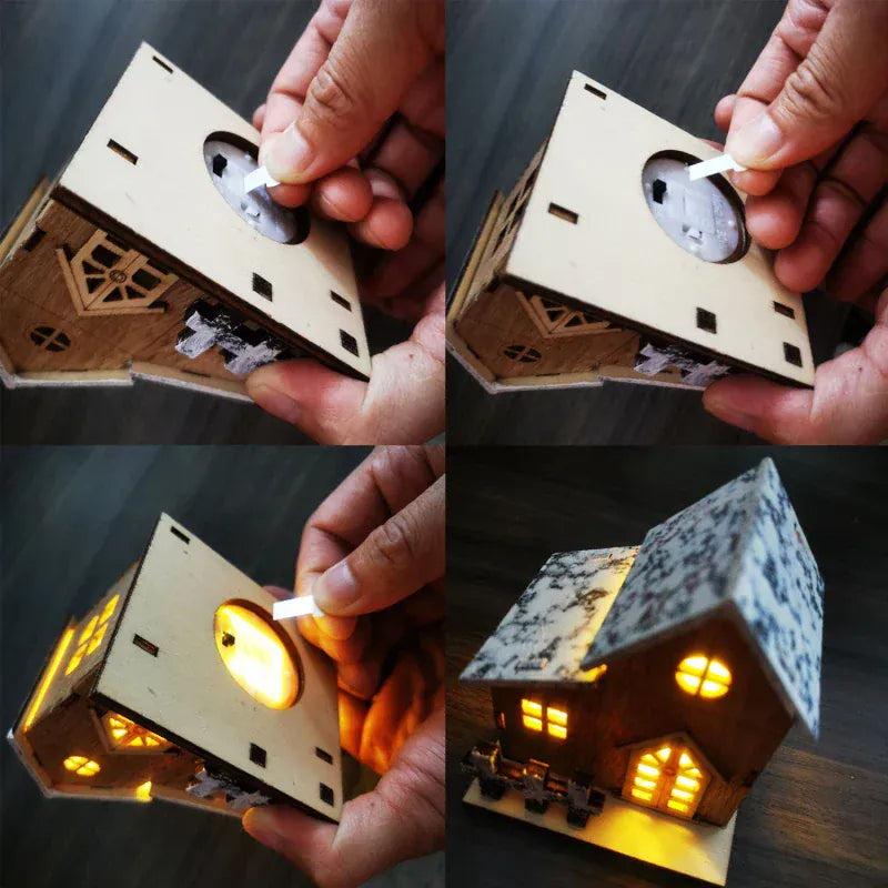 DIY Christmas Cottage with LED Light Ornament