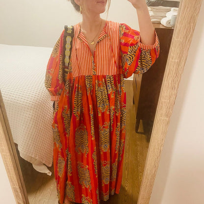 Handmade Tiger Stripes Dress Summer-Ready