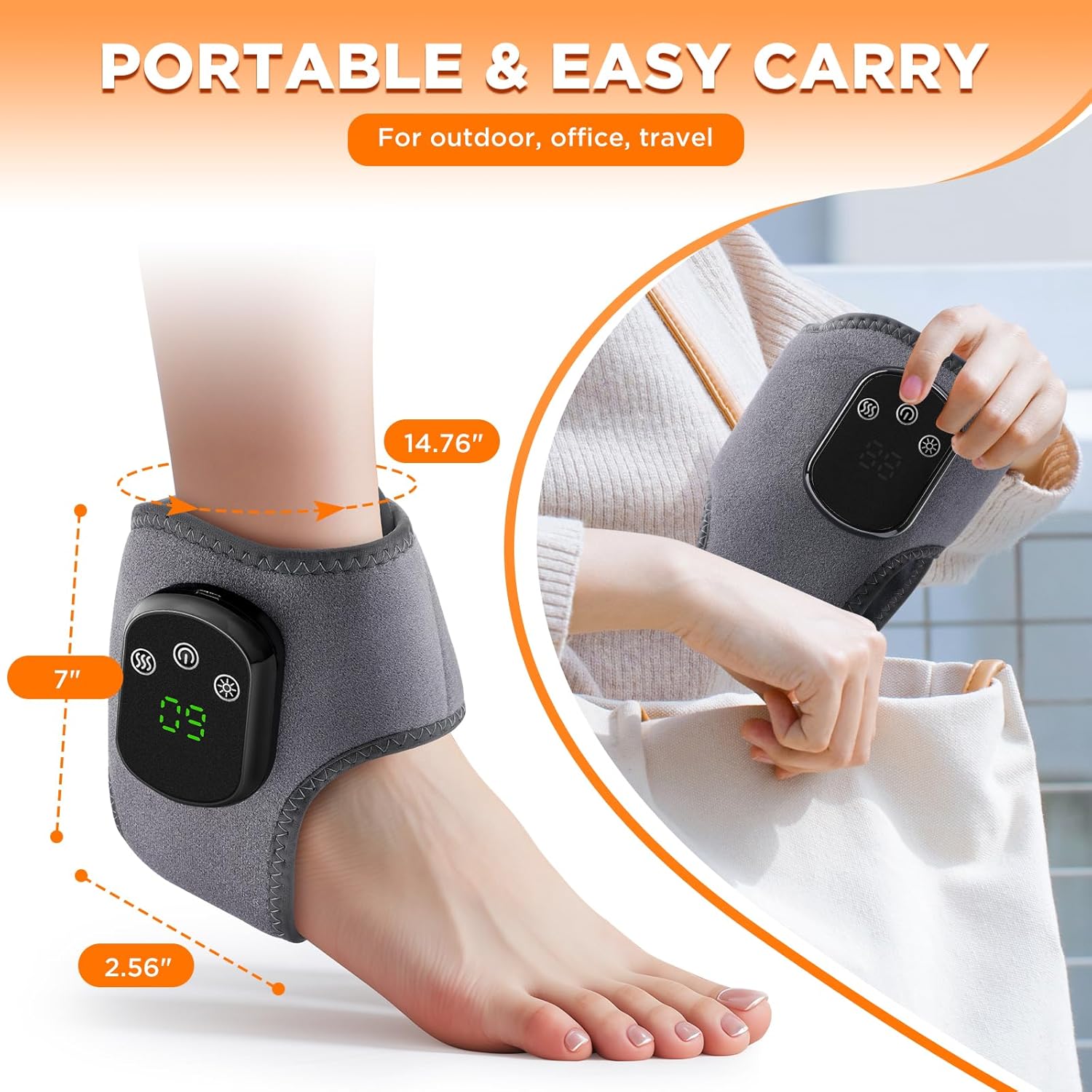 Ankle Massager - #2025 Upgraded 5 Level Adjustable Heat Ankle Massager