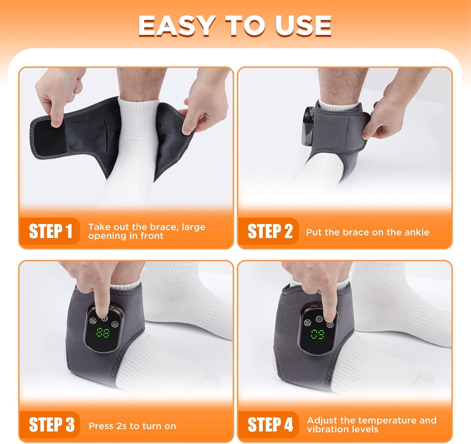 Ankle Massager - #2025 Upgraded 5 Level Adjustable Heat Ankle Massager