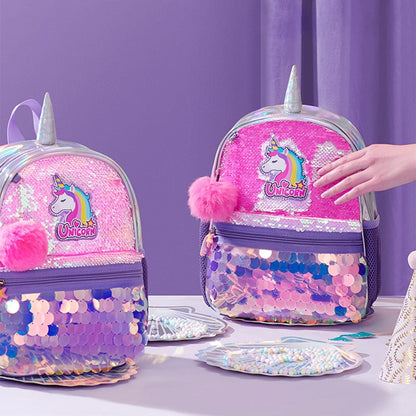 Children's Backpack for Girls- Reversible Sequin, Unicorn