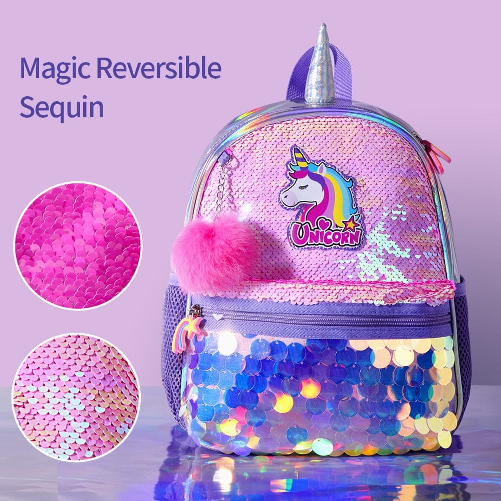 Children's Backpack for Girls- Reversible Sequin, Unicorn
