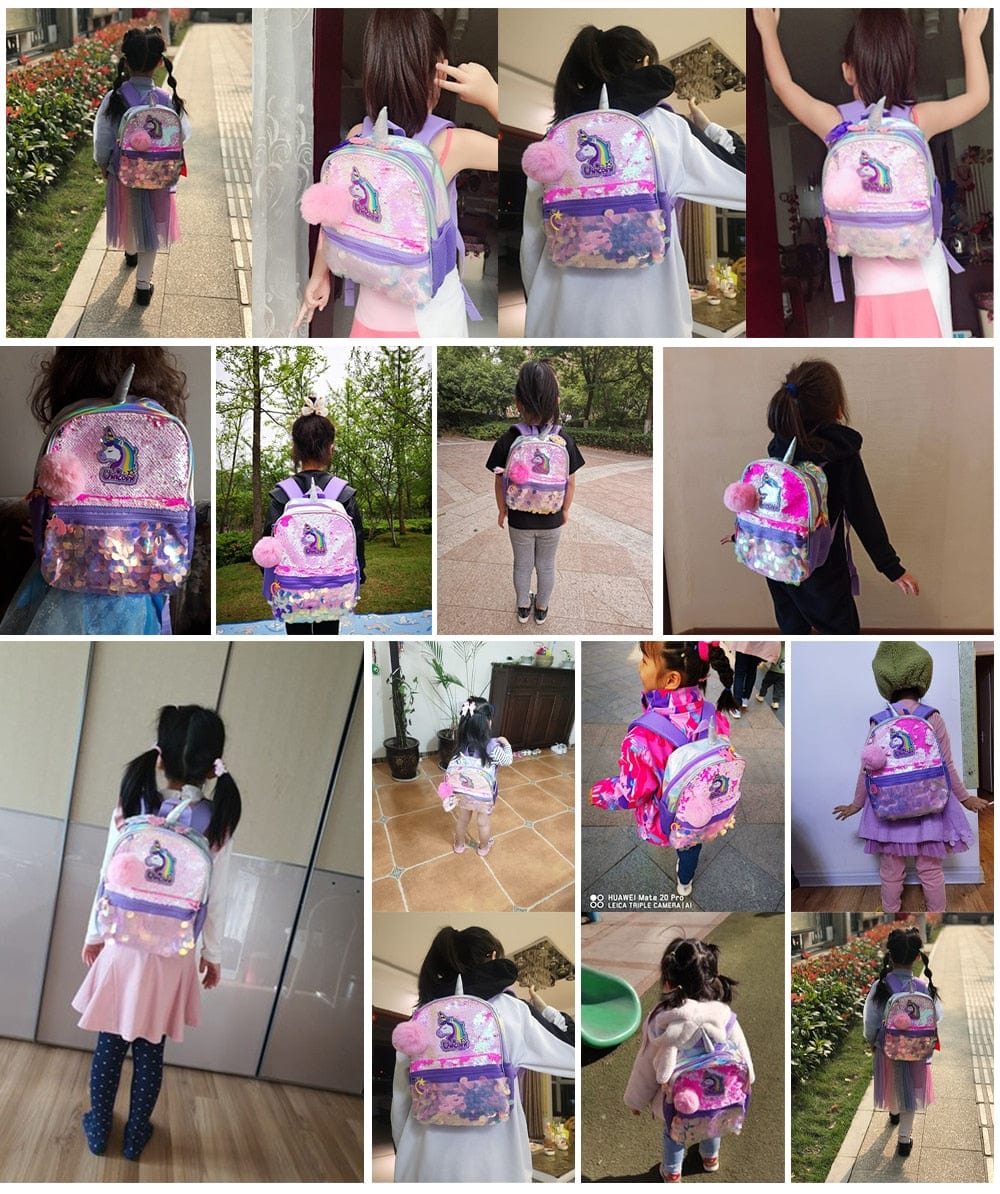 Children's Backpack for Girls- Reversible Sequin, Unicorn